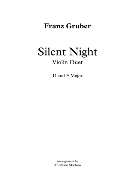 Silent Night Violin Duet Two Tonalities Included (arr. Abraham Maduro)