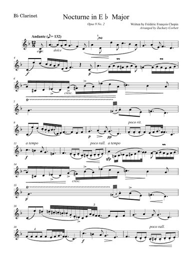 Nocturne Op 9 No 2 in Eb Major (arr. Zachary Corbett)
