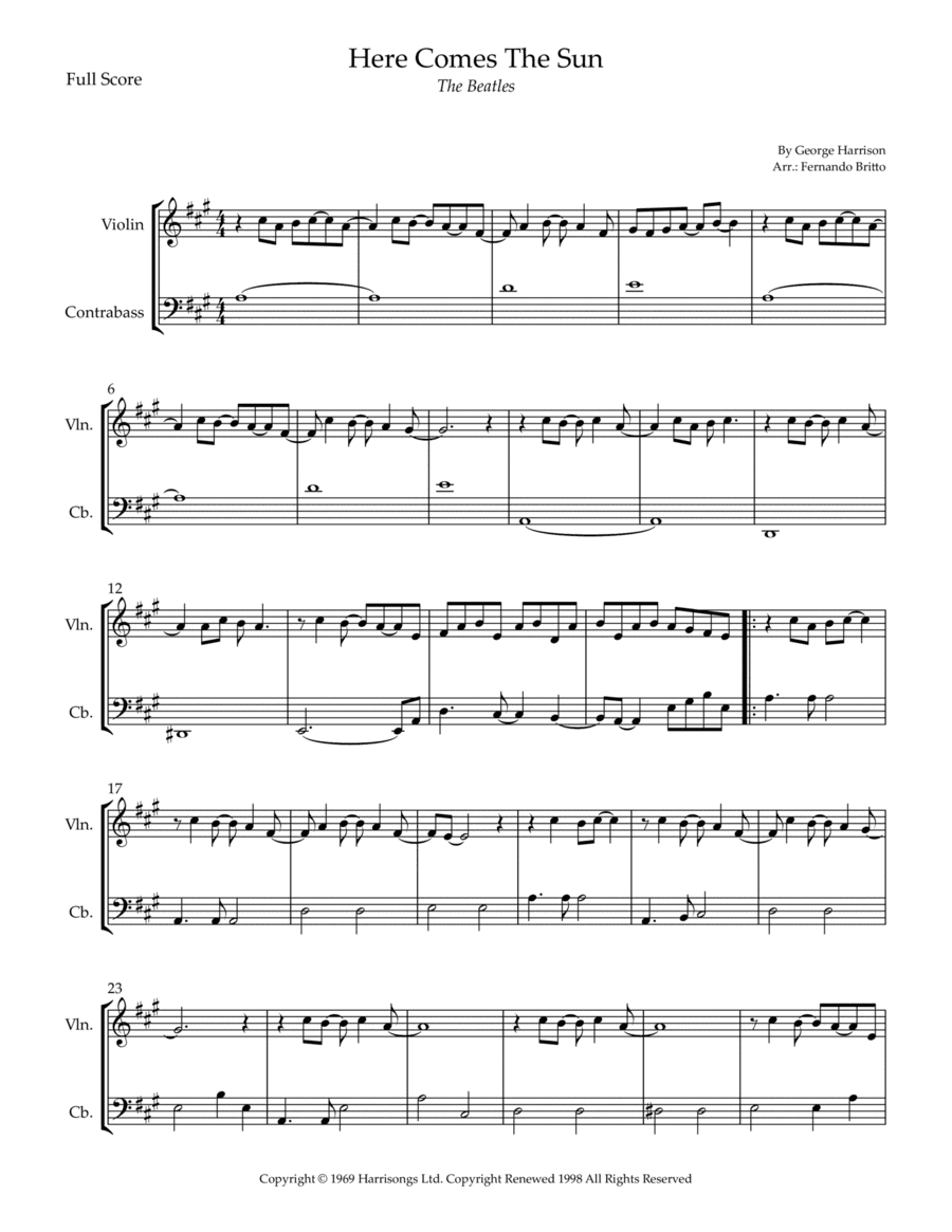 Here Comes The Sun (arr. Fernando Britto)
