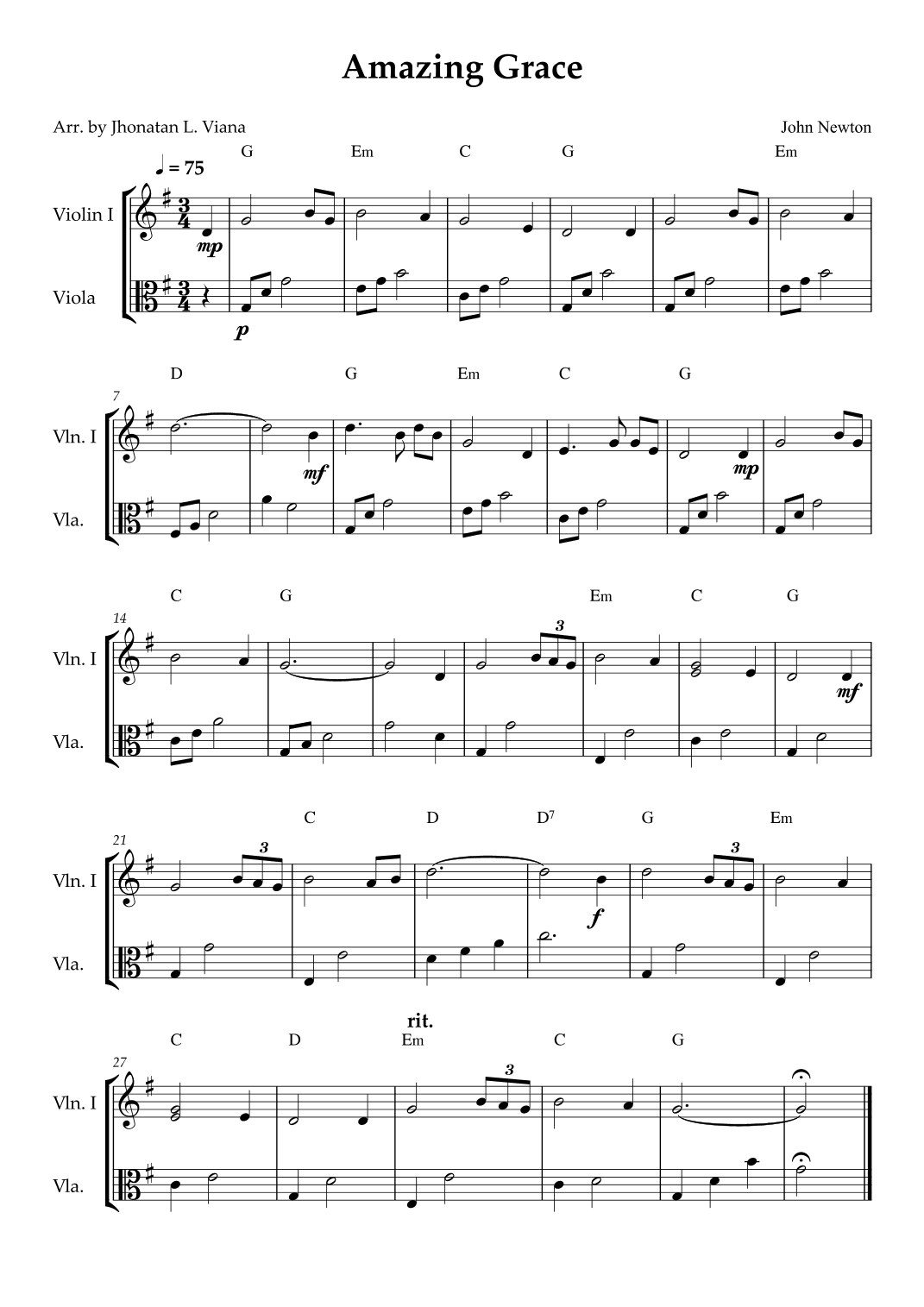 Amazing Grace (arr. Jhonatan Lucio Viana)