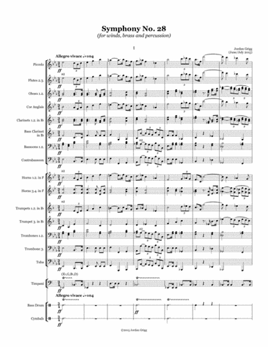 Symphony No.28 (for winds, brass and percussion) Score and parts