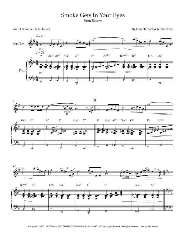 Smoke Gets In Your Eyes (arr. Debra E. Stempien, Gregory H. Turner)