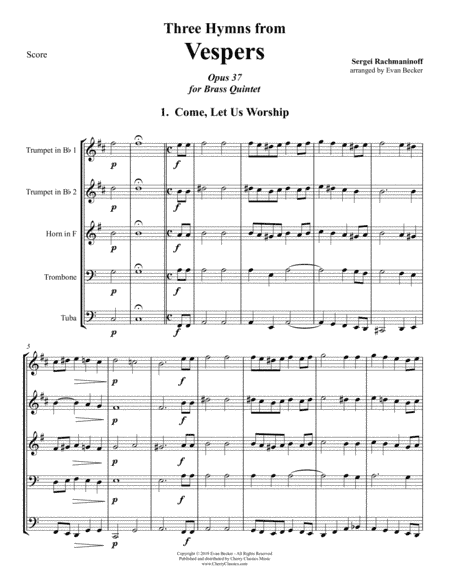 Three Hymns from "Vespers" for Brass Quintet (arr. Evan Becker)