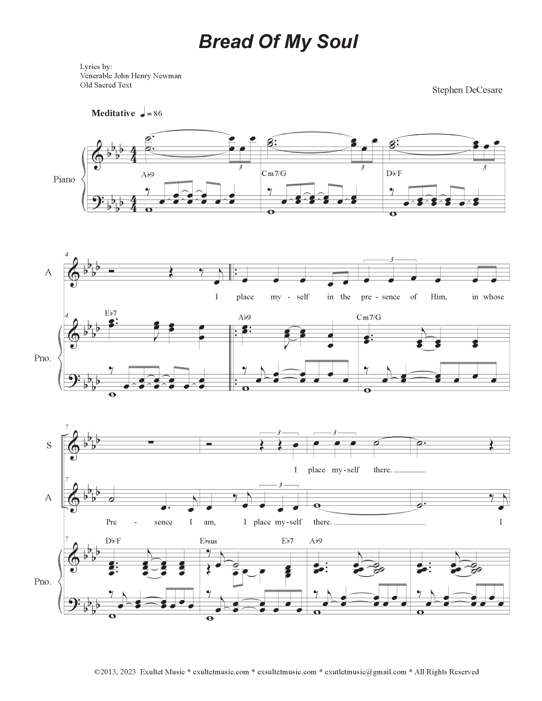 Bread Of My Soul (2-part choir - (SA)