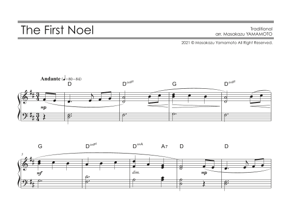 The First Noel [Piano solo / beginner / Christmas Music Arr.] (arr. Masakazu YAMAMOTO)