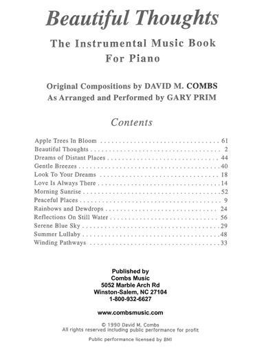 Beautiful Thoughts - The Instrumental Music Book for Piano