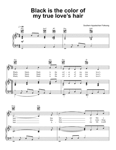 Black Is the Color of My True Love's Hair (arr. Music Merchant)