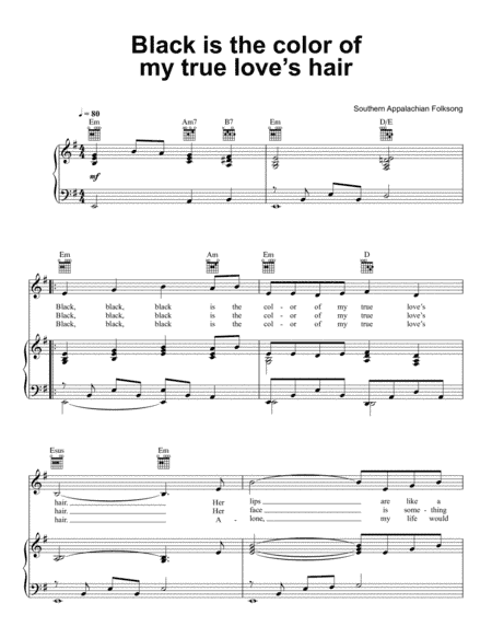 Black Is the Color of My True Love's Hair (arr. Music Merchant)