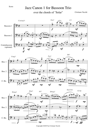 Jazz Canon 1 for Bassoon Trio
