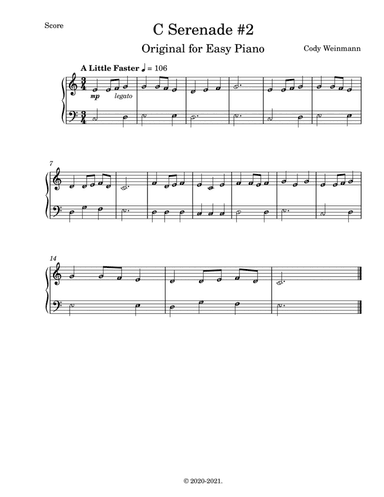 C Serenade for Easy Piano (With Note Names)