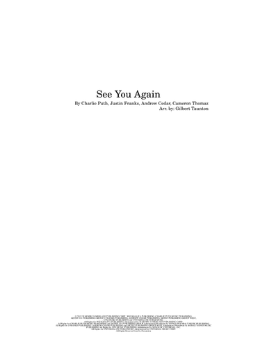 See You Again (arr. Gilbert Taunton)