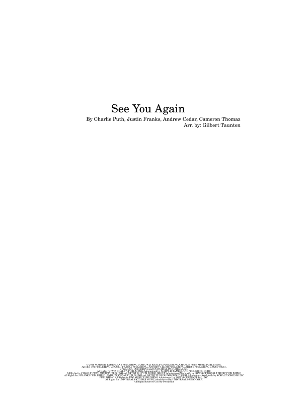 See You Again (arr. Gilbert Taunton)