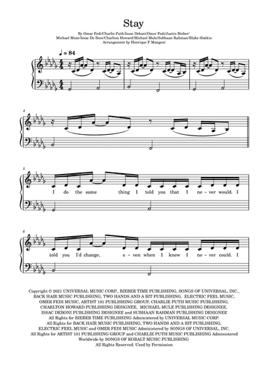 Stay (arr. Henrique F Mangoni)