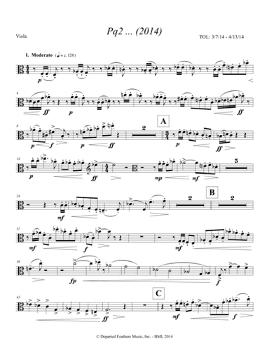 Pq2 ... (2014) for piano and string quartet, viola part