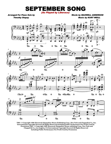 September Song (arr. Timothy Stapay/Liberace)