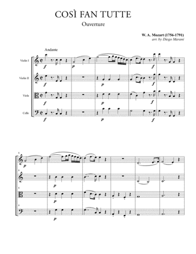 Overture from the Opera "Così Fan Tutte" for String Quartet (arr. Diego Marani)
