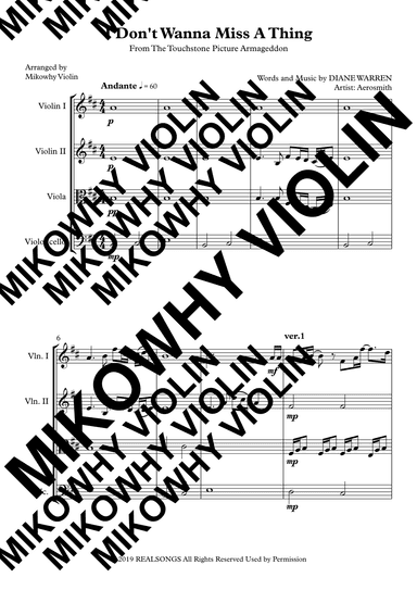 I Don't Want To Miss A Thing (arr. Mikowhy Violin)