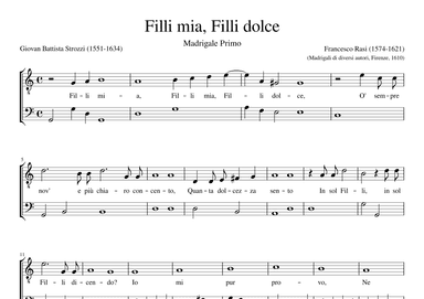 Filli mia, Filli dolce (arr. Early Music Scores)