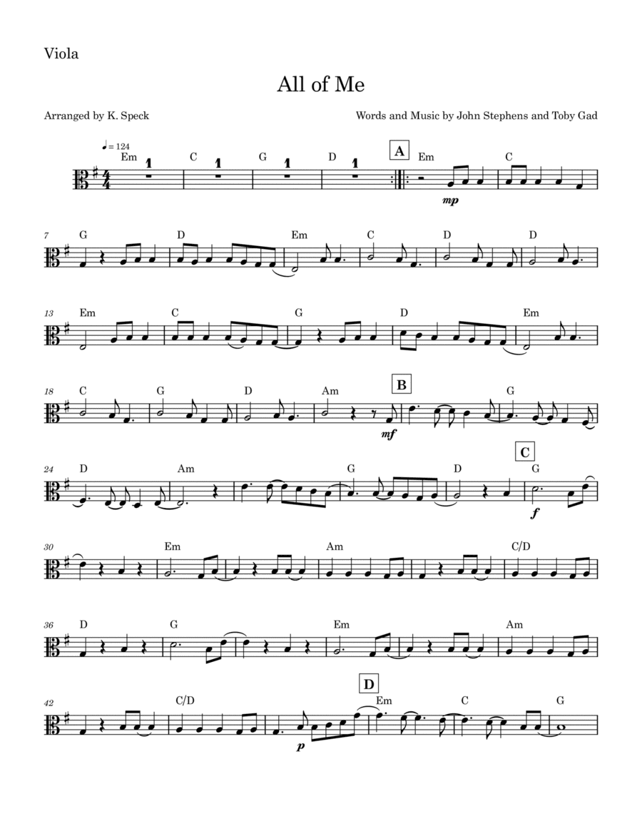 All Of Me (arr. K. Speck)
