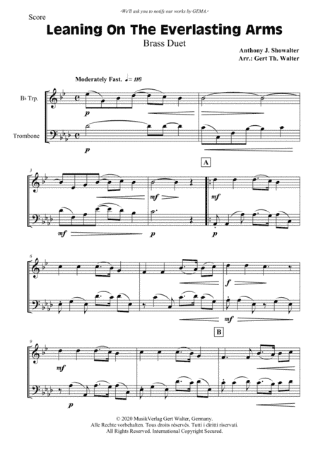 Leaning On The Everlasting Arms (arr. Gert Th. Walter)