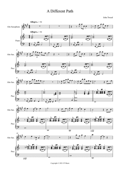 A Different Path for Alto Sax and Piano