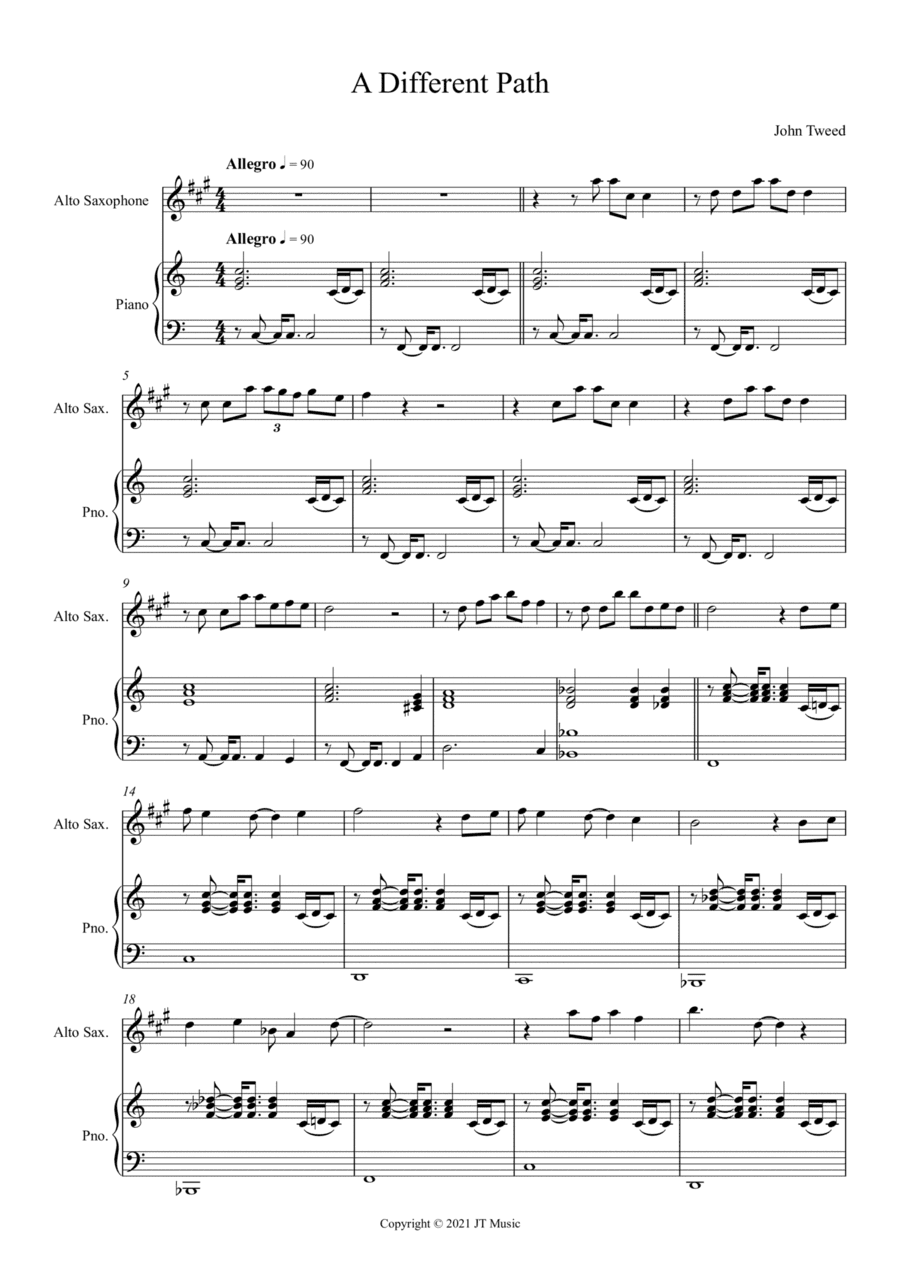 A Different Path for Alto Sax and Piano