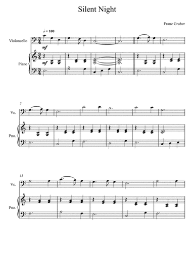Franz Gruber - Silent Night C Key (Violoncello Solo)  (arr. André Laitano)