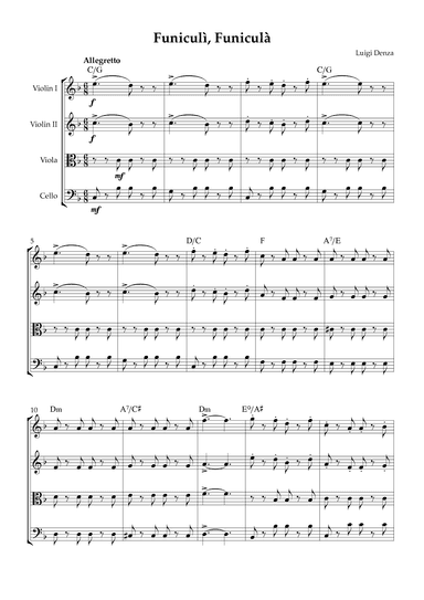 Funiculì, Funiculà - String Quartet (arr. Karen Gueiros)