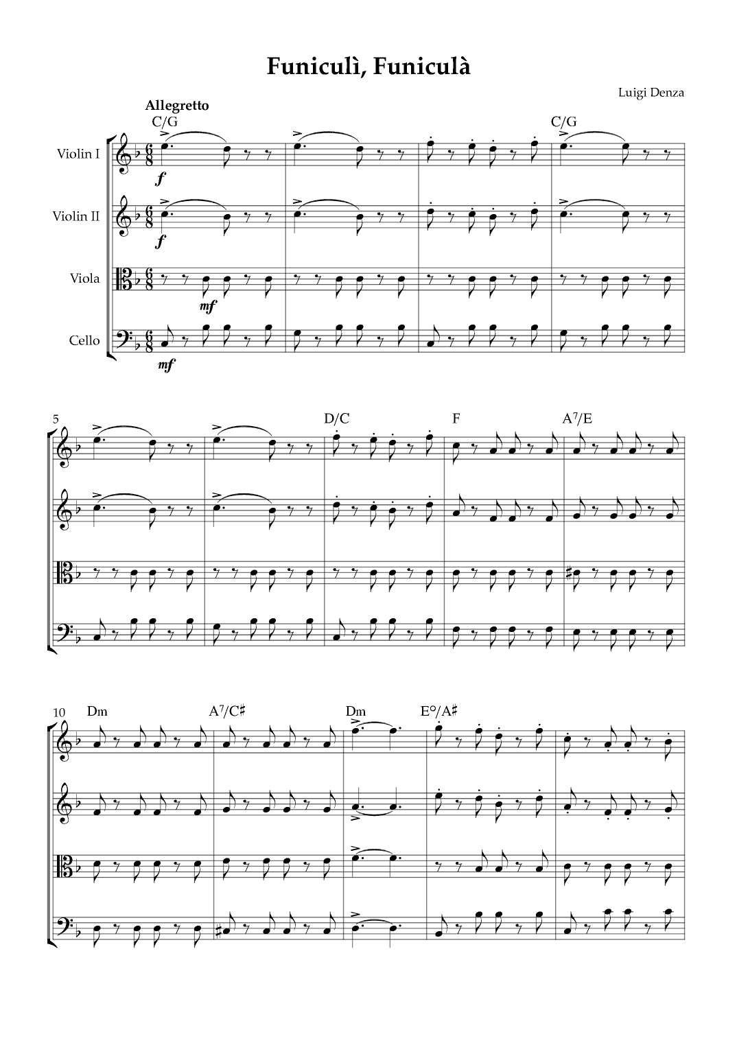 Funiculì, Funiculà - String Quartet (arr. Karen Gueiros)