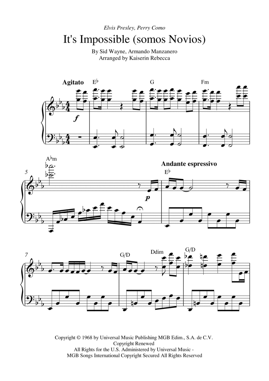 It's Impossible (somos Novios) (arr. Kaiserin Rebecca)