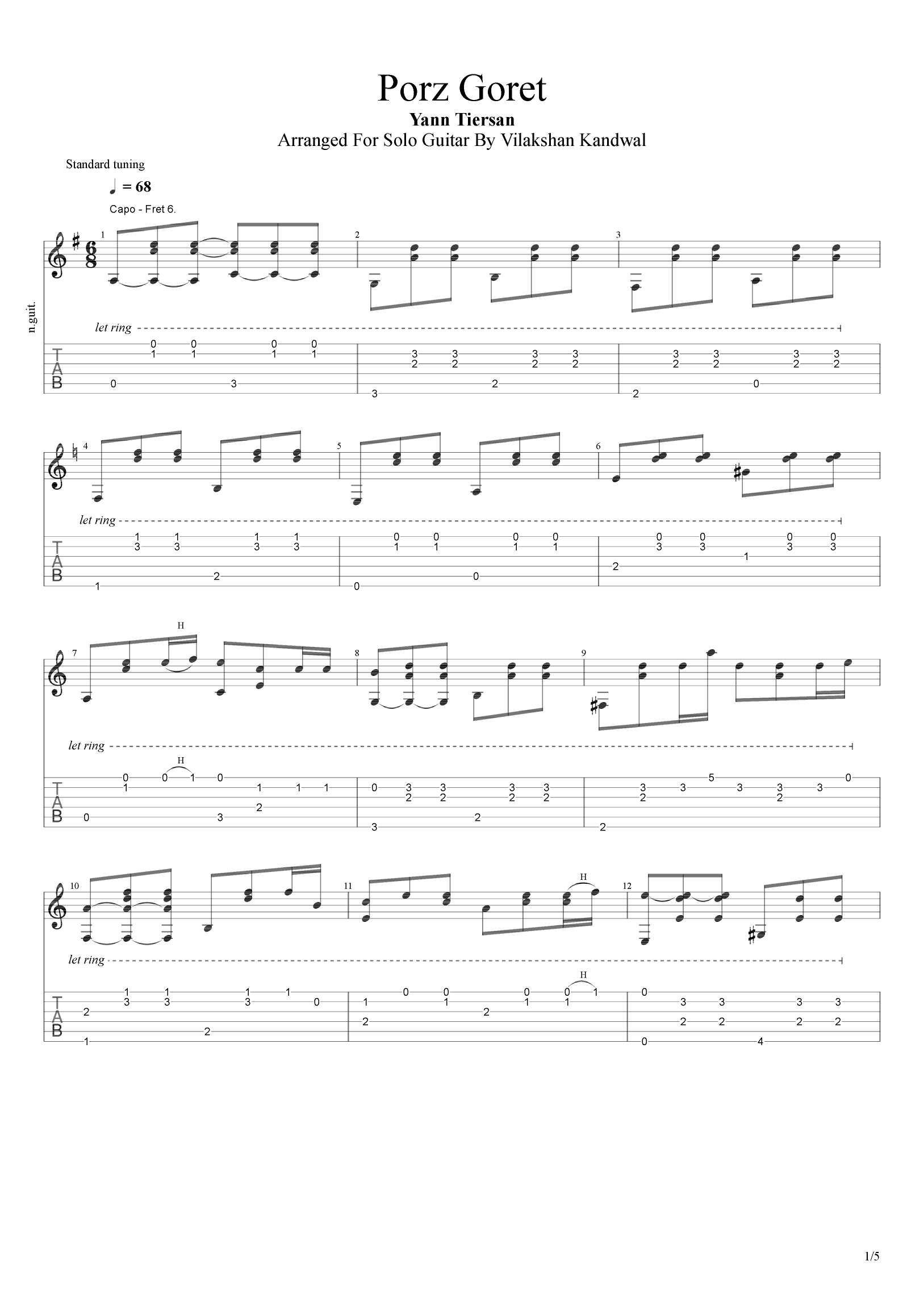 Porz Goret (arr. Vilakshan Kandwal)