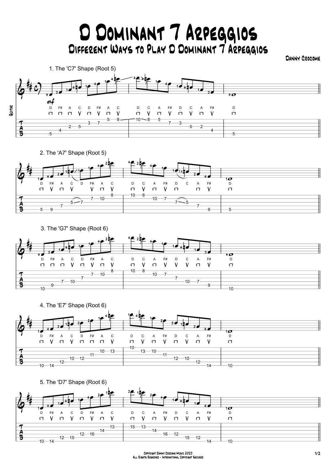 D Dominant 7 Arpeggios (5 Ways to Play)