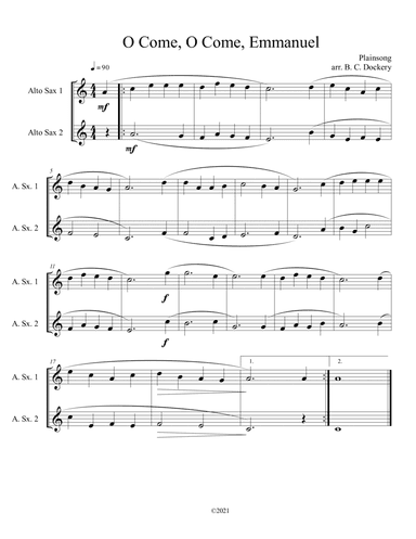 O Come, O Come, Emmanuel (Alto Sax Duet) (arr. B. C. Dockery)