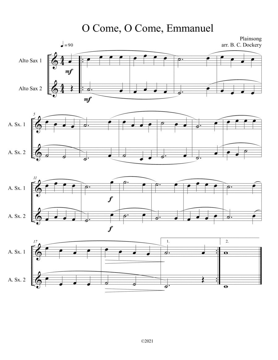 O Come, O Come, Emmanuel (Alto Sax Duet) (arr. B. C. Dockery)