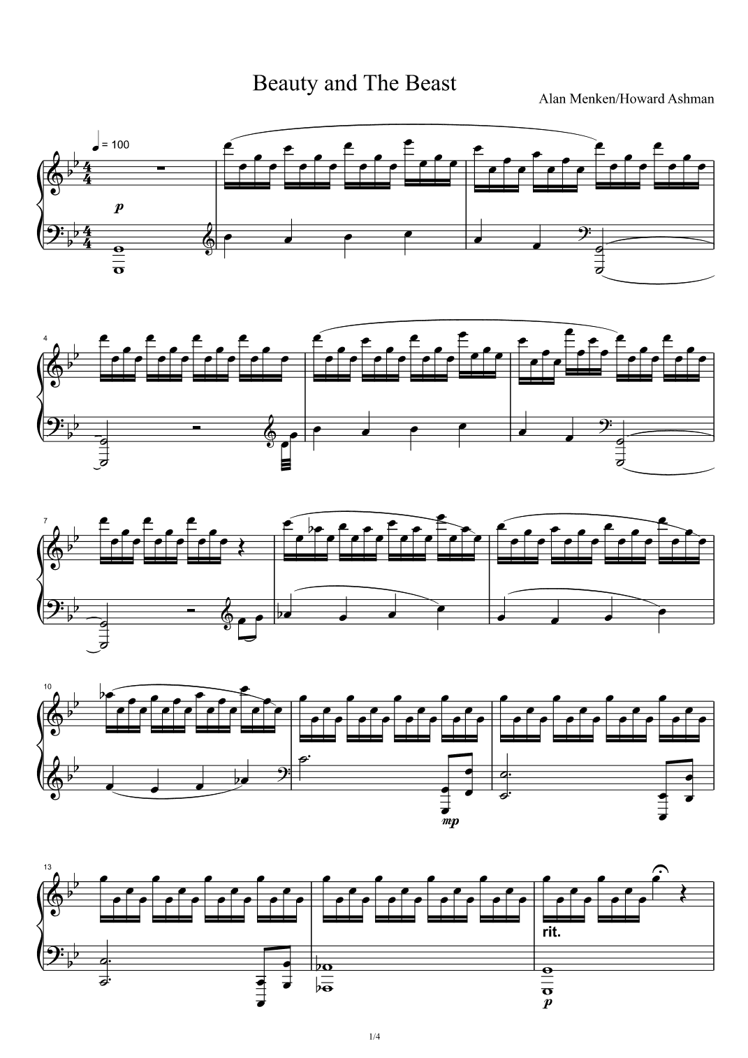 Beauty And The Beast (arr. Celine Dion & Peabo Bryson)