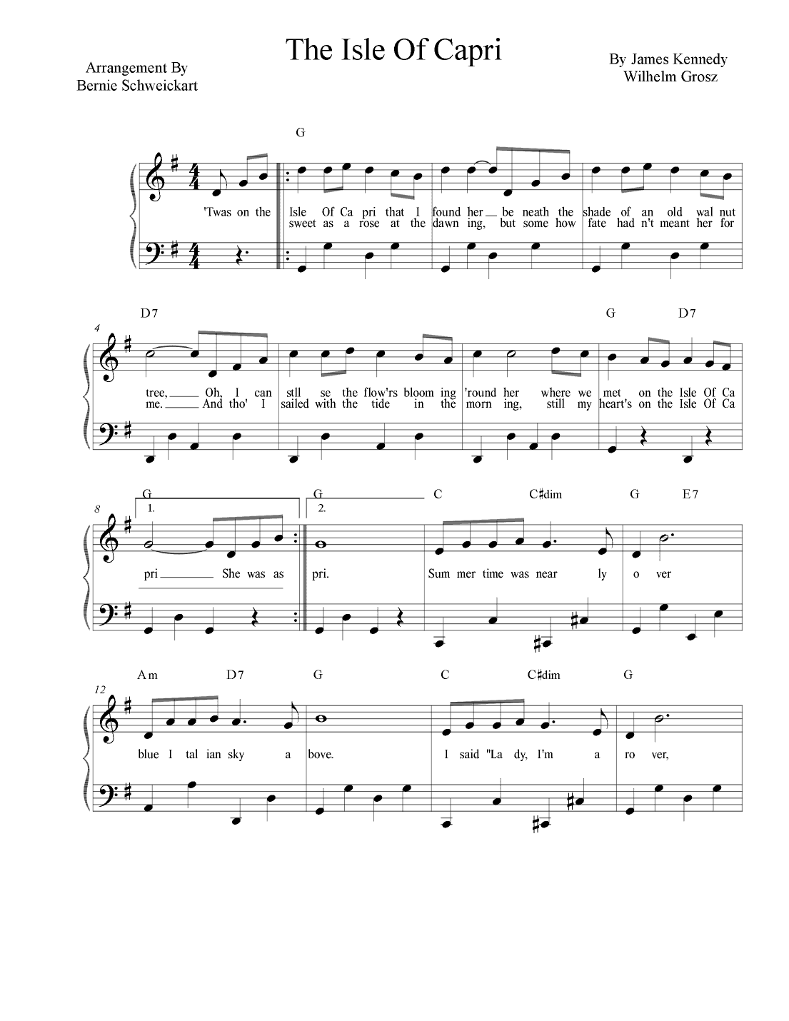 Isle Of Capri (arr. Bernie Schweickart)