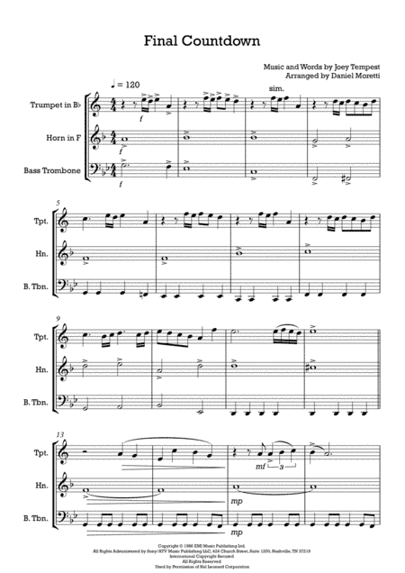 Final Countdown (arr. Daniel Moretti)