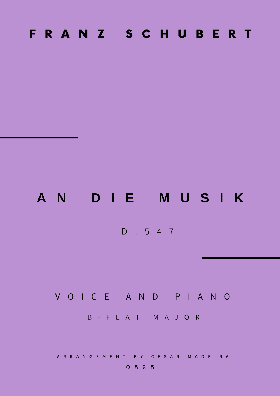 An Die Musik - Voice and Piano - Bb Major (Full Score and Parts) (arr. César Madeira)