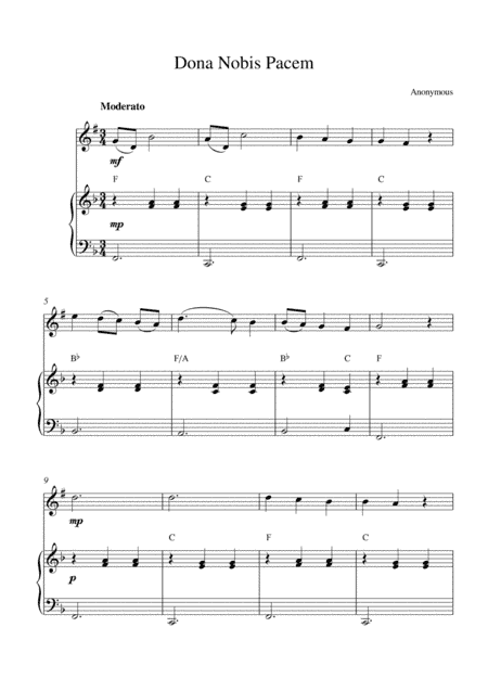 Dona Nobis Pacem (Grant us peace) (for Bb clarinet solo and piano accompaniment) (arr. Kaiserin Rebecca)