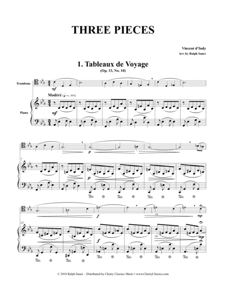 Three Pieces for Trombone & Piano (arr. Ralph Sauer)