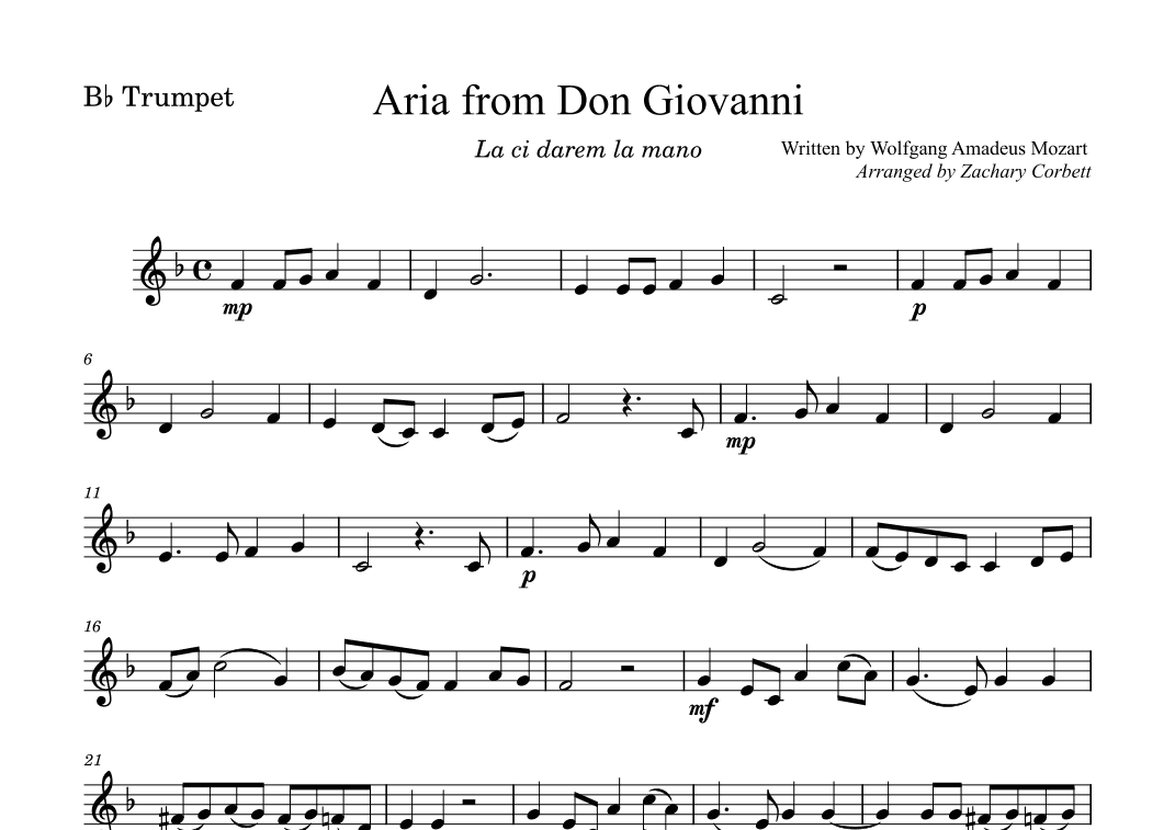 Aria from Don Giovanni (arr. Zachary Corbett)