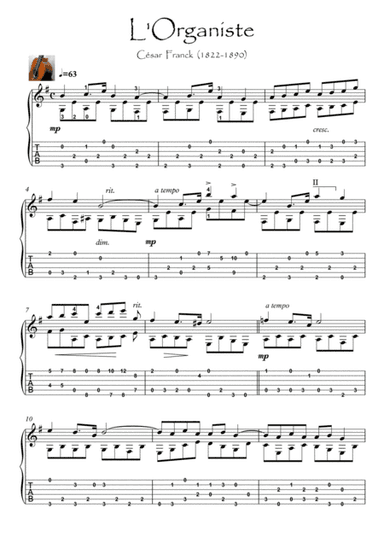 L' Organiste guitar solo (arr. PianoSheetNow)