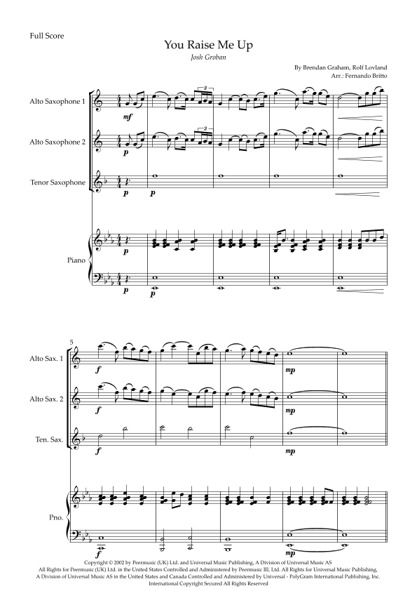 You Raise Me Up (arr. Fernando Britto)
