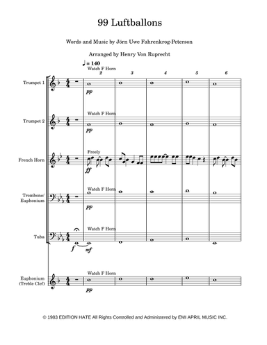 99 Red Balloons (99 Luftballons) (arr. Henry Von Ruprecht)