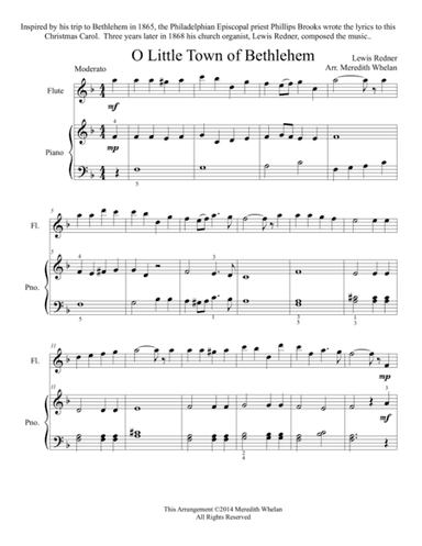 Christmas Duets for Flute & Piano:  Little Town of Bethlehem (arr. Meredith Whelan)