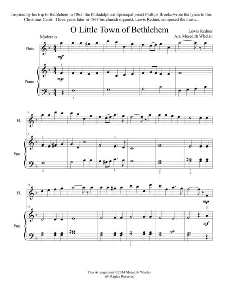 Christmas Duets for Flute & Piano:  Little Town of Bethlehem (arr. Meredith Whelan)