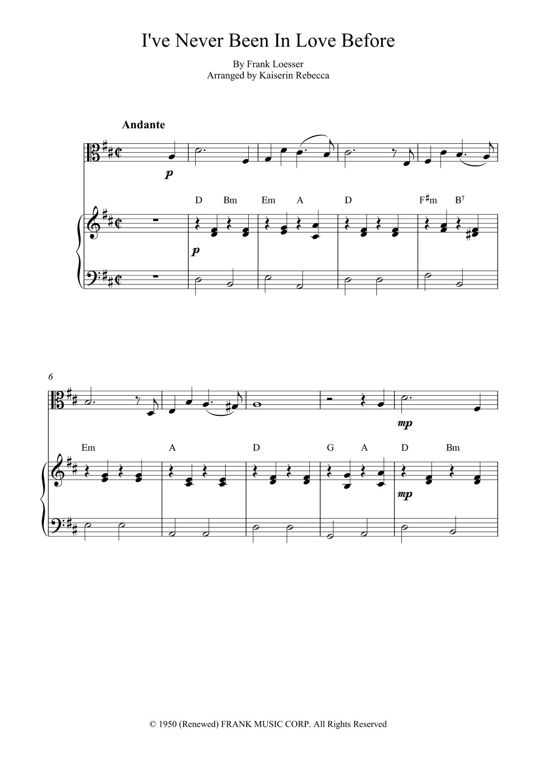 I've Never Been In Love Before (arr. Kaiserin Rebecca)