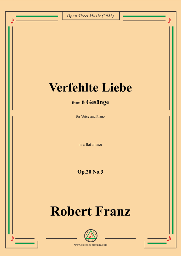 Franz-Verfehlte Liebe,in a flat minor,for Voice and Piano (arr. OSM Press)
