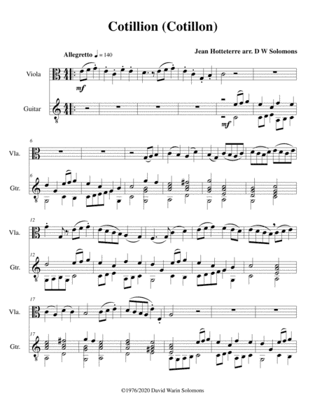 Cotillion (Cotillon) for viola and guitar (arr. David Warin Solomons)