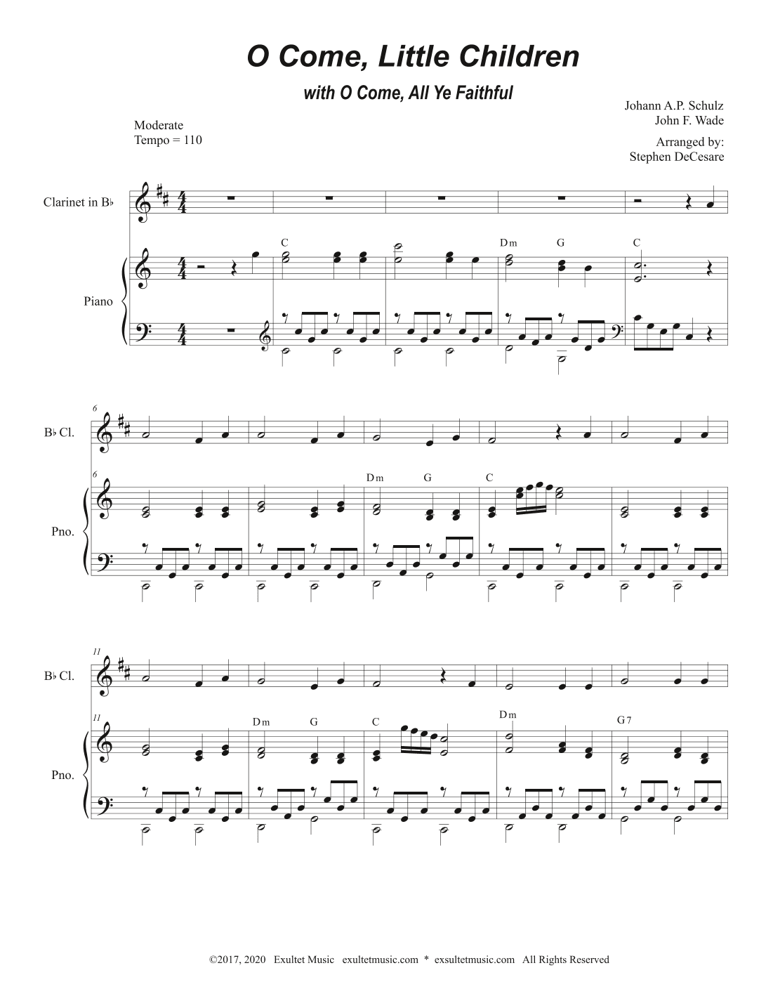 O Come, Little Children (with "O Come, All Ye Faithful") (Bb-Clarinet solo and Piano) (arr. Stephen DeCesare)